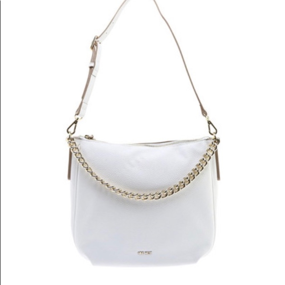 Nine West Moran hobo white bag with gold chain